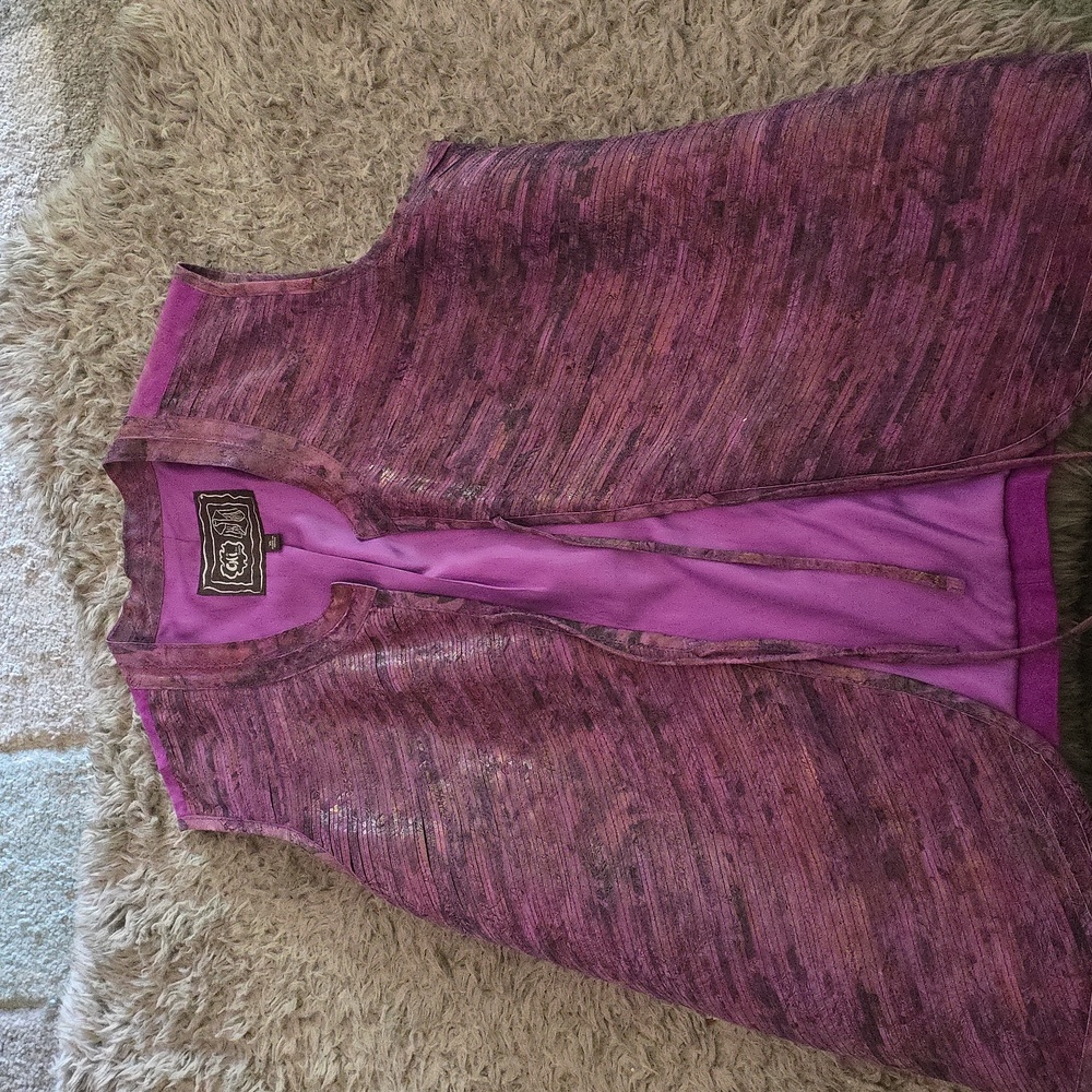 Purple Waxed Leather & Suede Vest